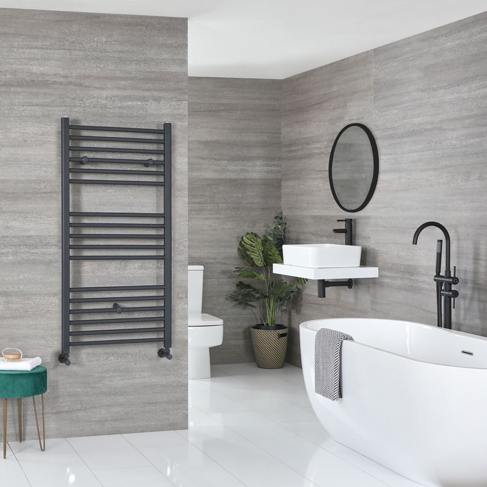Milano Artle - Straight Anthracite Heated Towel Rail 1200mm x 600mm