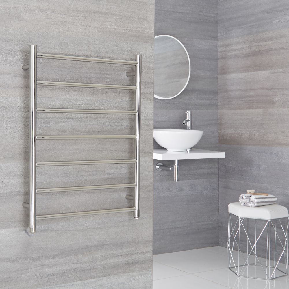 Milano Esk Electric - Electric Stainless Steel Flat Heated Towel Rail - 800mm x 600mm