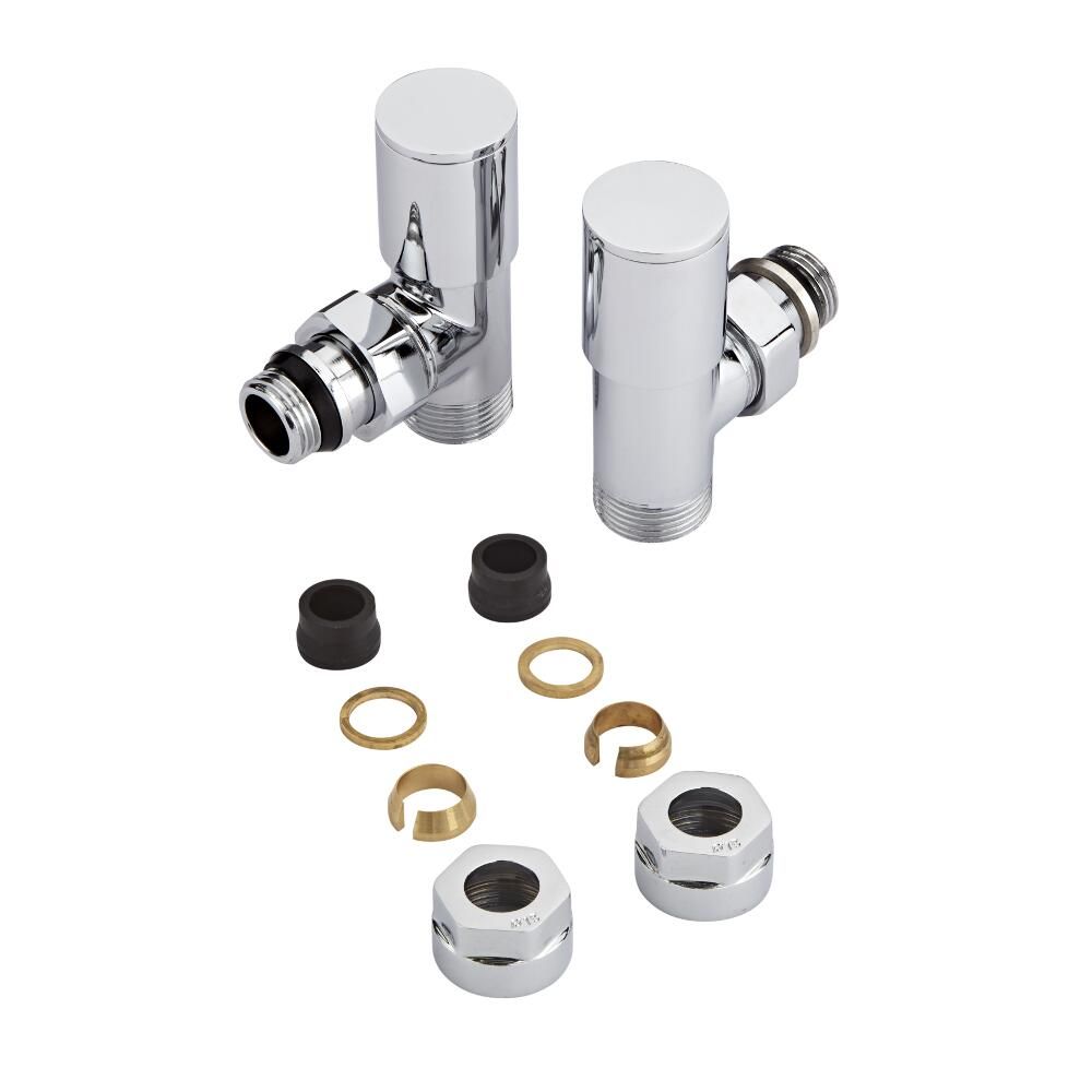 Milano - Chrome Radiator Valves with 15mm Copper Adapters