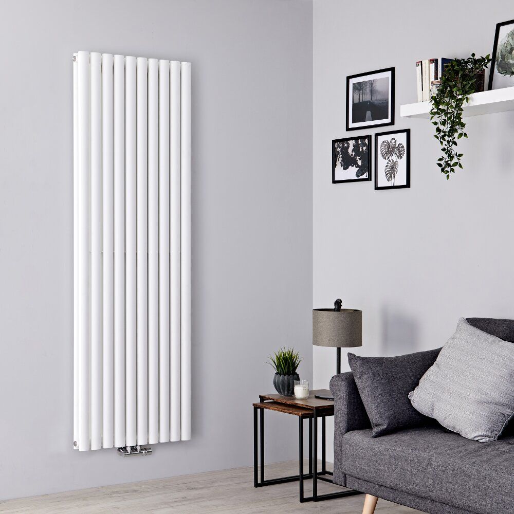Milano Aruba Flow - White Double Panel Middle Connection Designer Vertical Radiator 1780mm x 590mm