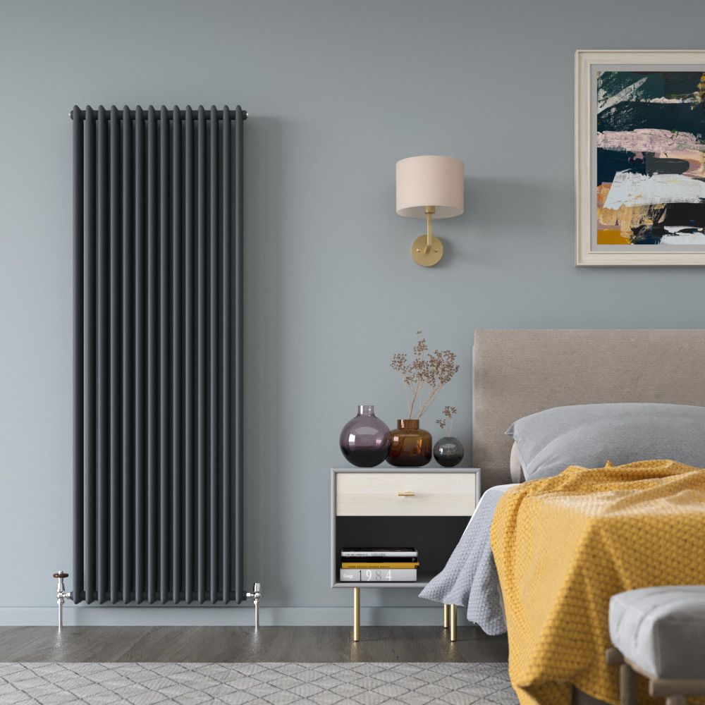 Milano Windsor - Vertical Triple Column Anthracite Traditional Radiator - 1800mm x 650mm