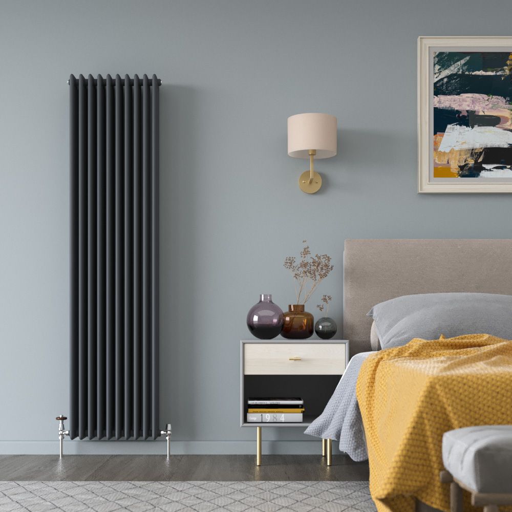 Milano Windsor - Vertical Four Column Anthracite Traditional Radiator - 1800mm x 470mm