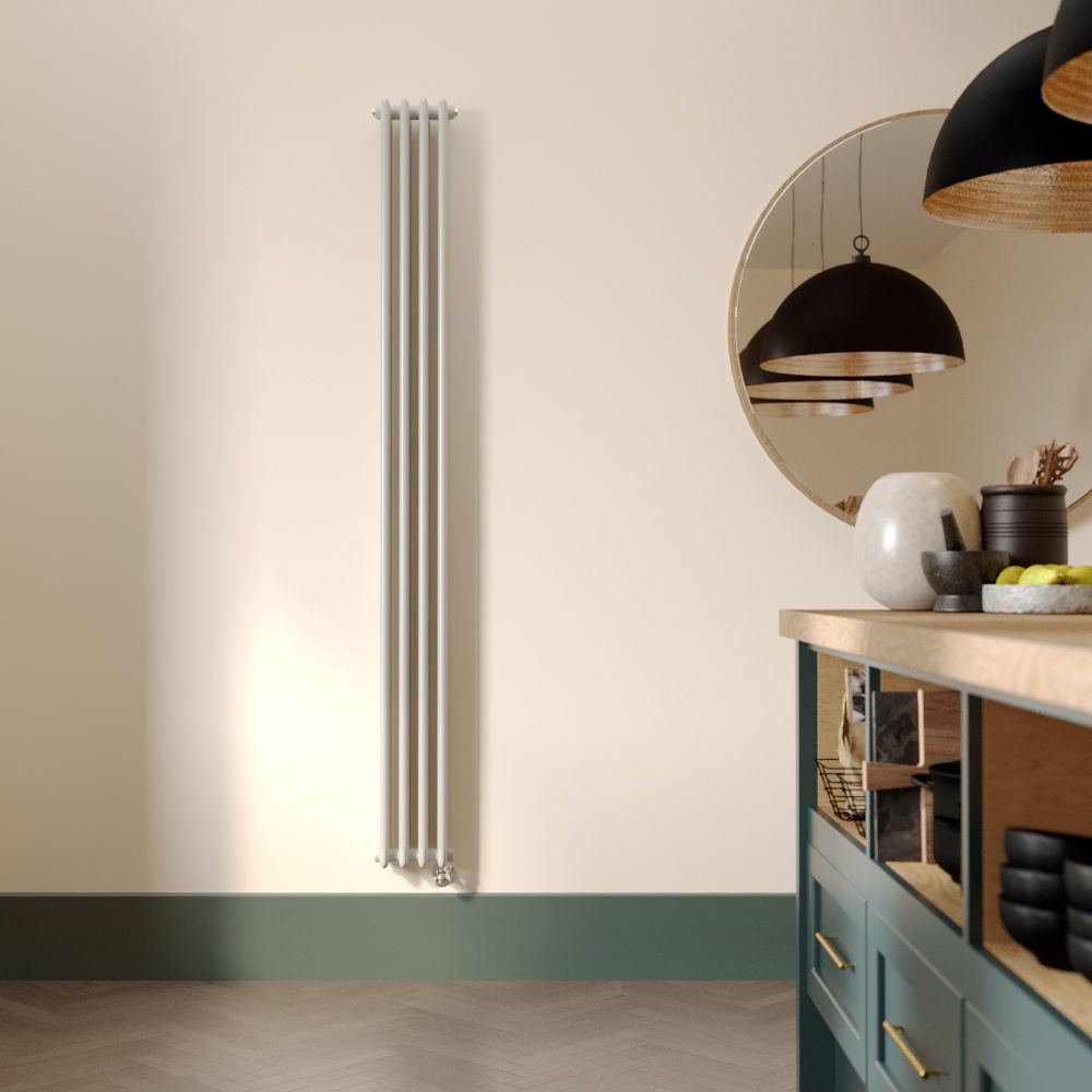 Milano Windsor - 1800mm White Traditional Vertical Electric Triple Column Radiator - Choice of Size and Wi-Fi Thermostat