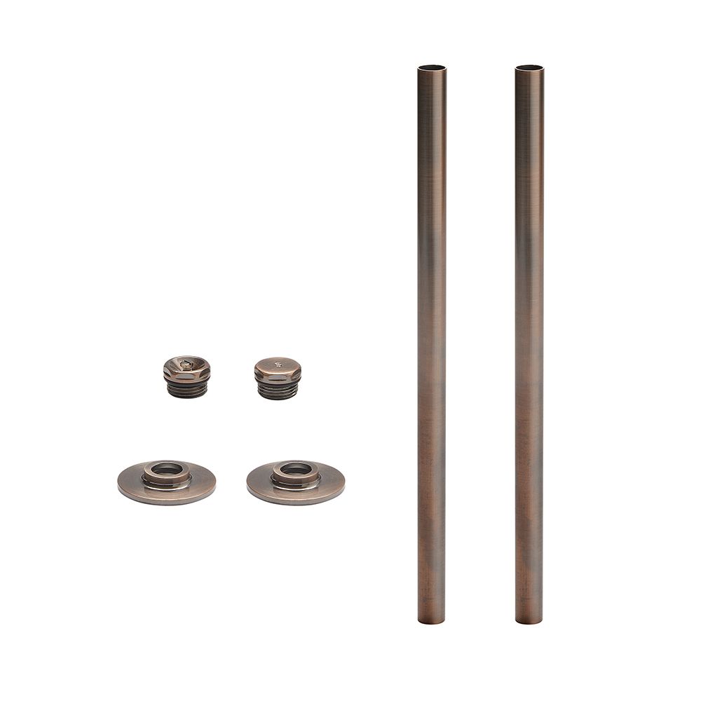 Milano - Oil Rubbed Bronze Radiator Trim Kit - Pipe Connectors with Blanking and Bleed Plugs