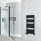 Milano Lustro Dual Fuel - Designer Black Flat Panel Heated Towel Rail - 975mm x 450mm