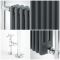 Milano Elizabeth - Anthracite Traditional Heated Towel Rail - 930mm x 790mm (Angled Top Rail)