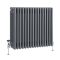 Milano Windsor - Horizontal Four Column Anthracite Traditional Cast Iron Style Radiator - 600mm x 785mm
