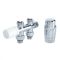 Chrome H Block Straight Valve with Chrome TRV & 15mm Copper Adapters