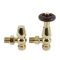 Milano Windsor - Traditional Thermostatic Angled Radiator Valve and Pipe Set - Polished Brass