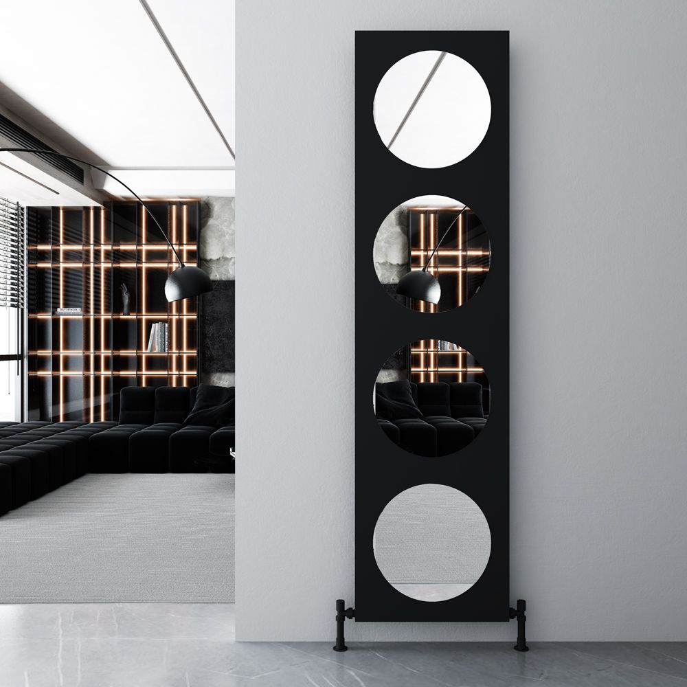 Carisa Circles - Aluminium Vertical Mirror Designer Radiator - 1800mm x 470mm - Choice of Finish