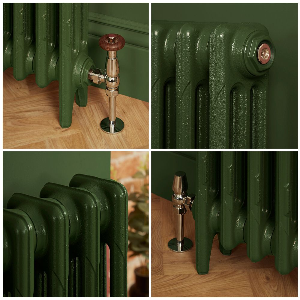 Milano Mercury - 3 Column Cast Iron Radiator - 660mm Tall - Farrow & Ball Duck Green - Multiple Sizes Available