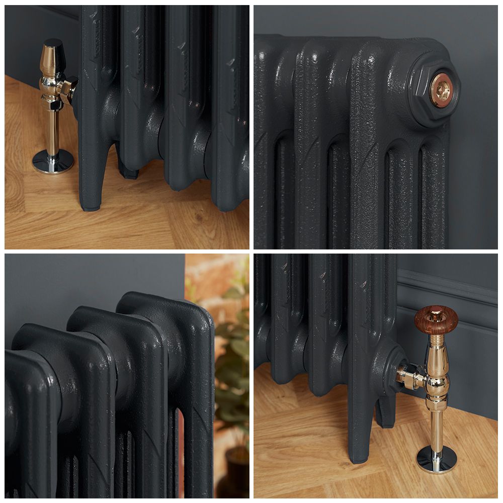 Milano Mercury - 3 Column Cast Iron Radiator - 860mm Tall - Farrow & Ball Railings Grey - Multiple Sizes Available