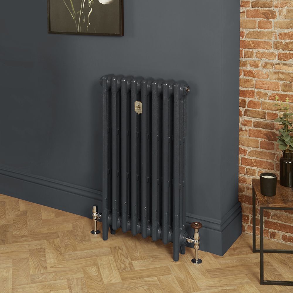 Milano Mercury - 3 Column Cast Iron Radiator - 860mm Tall - Farrow & Ball Railings Grey - Multiple Sizes Available