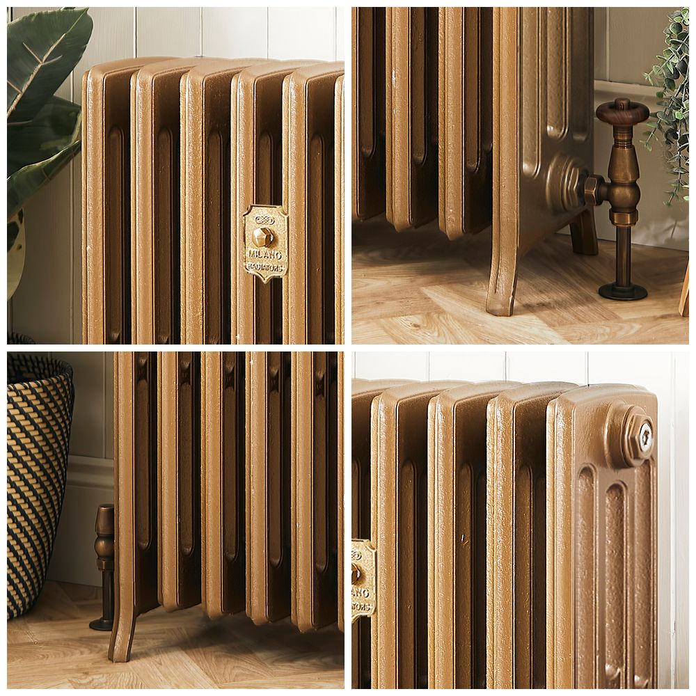 Milano Isabel - 4 Column Cast Iron Radiator - 760mm Tall - Burnt Gold - Multiple Sizes Available