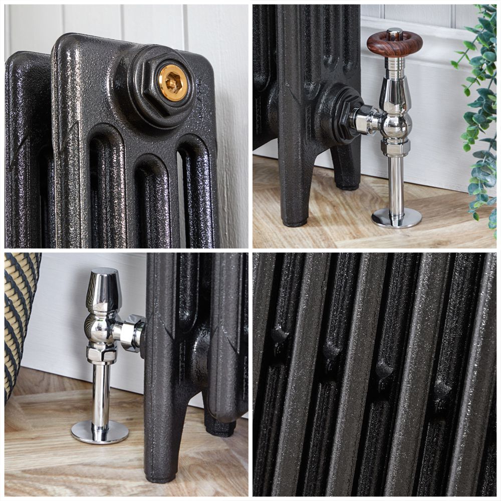 Milano Mercury - 4 Column Cast Iron Radiator - 360mm Tall - Antique Graphite - Multiple Sizes Available