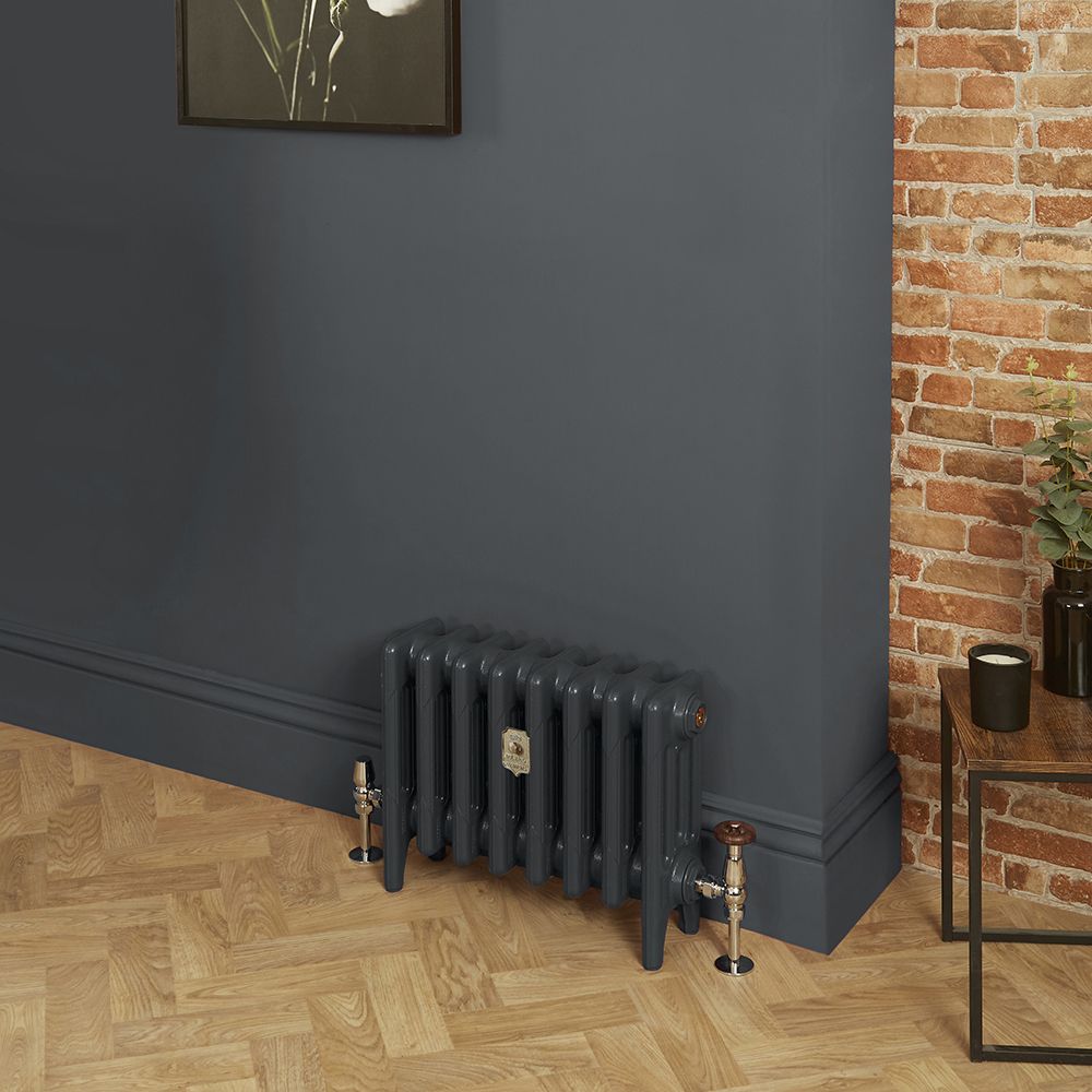 Milano Mercury - 4 Column Cast Iron Radiator - 360mm Tall - Farrow & Ball Railings Grey - Multiple Sizes Available
