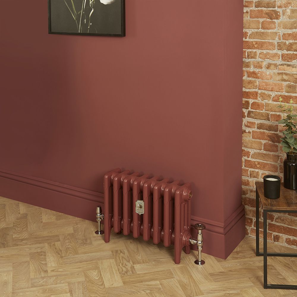 Milano Mercury - 4 Column Cast Iron Radiator - 360mm Tall - Farrow & Ball Eating Room Red - Multiple Sizes Available