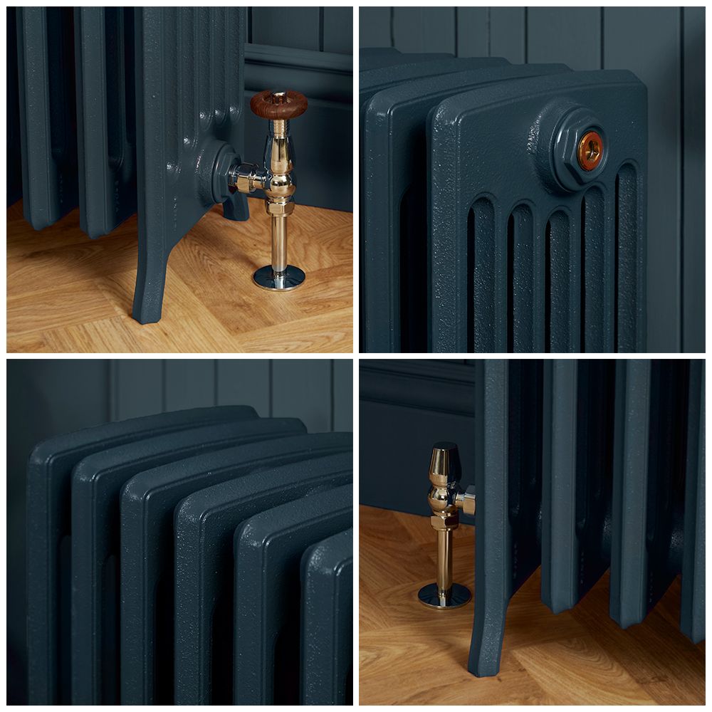 Milano Isabel - 6 Column Cast Iron Radiator - 660mm Tall - Farrow & Ball Hague Blue - Multiple Sizes Available