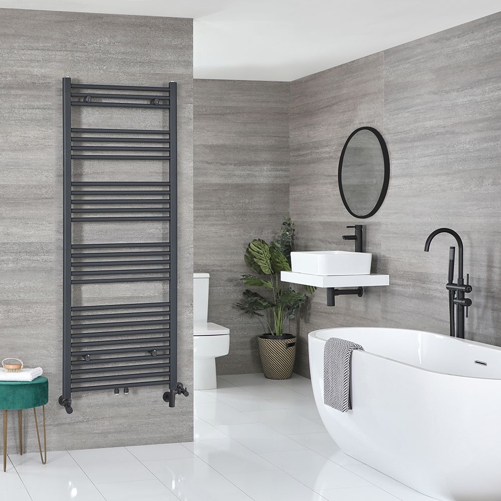 Milano Neva - Anthracite Dual Fuel Heated Towel Rail 1600mm x 500mm