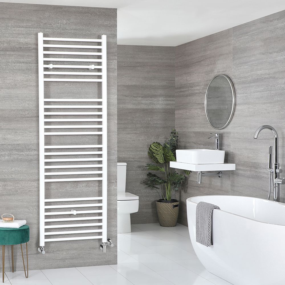 Milano Ive - White Dual Fuel Straight Heated Towel Rail 1800mm x 500mm
