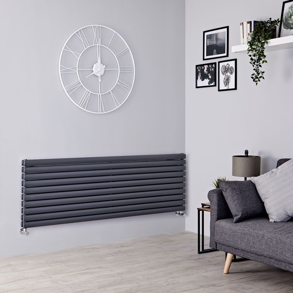 Milano Aruba - Anthracite Horizontal Designer Radiator 590mm x 1600mm (Double Panel)
