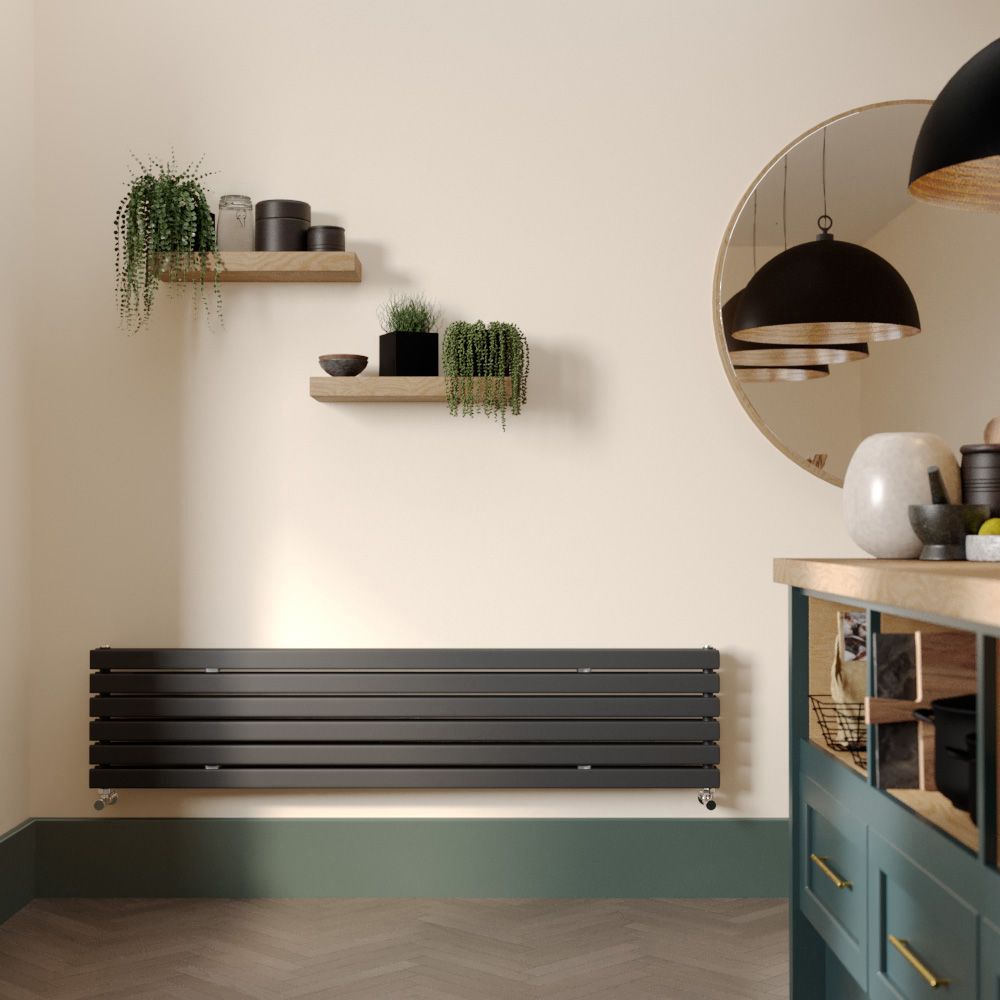 Milano Capri - Anthracite Flat Horizontal Designer Radiator 354mm x 1600mm (Double Panel)
