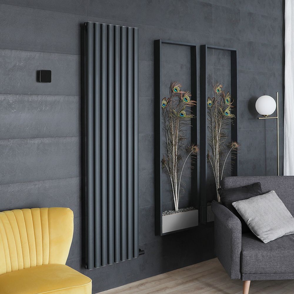 Milano Aruba Ardus - 1784mm Anthracite Dry Heat Vertical Electric Designer Radiator - Choice of Size and Wi-Fi Thermostat