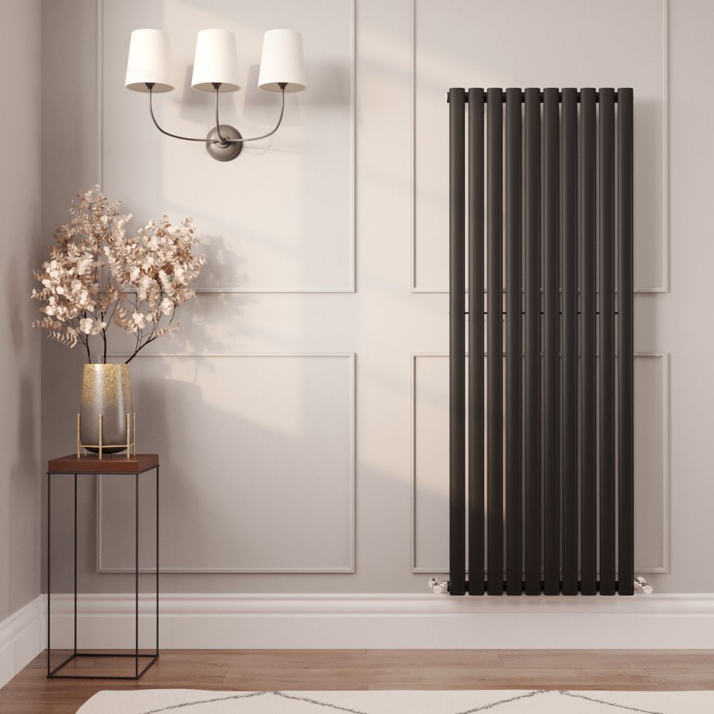 Milano Aruba - Black Vertical Designer Radiator 1600mm x 590mm (Single Panel)