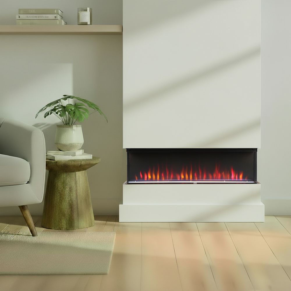 ECOSO Luxe -  Modern Black Electric Media Wall Fire - Choice of Size and Fuel Bed