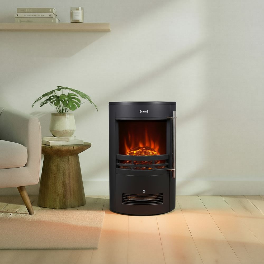 ECOSO Radiance - Modern Black Cylinder Electric Stove