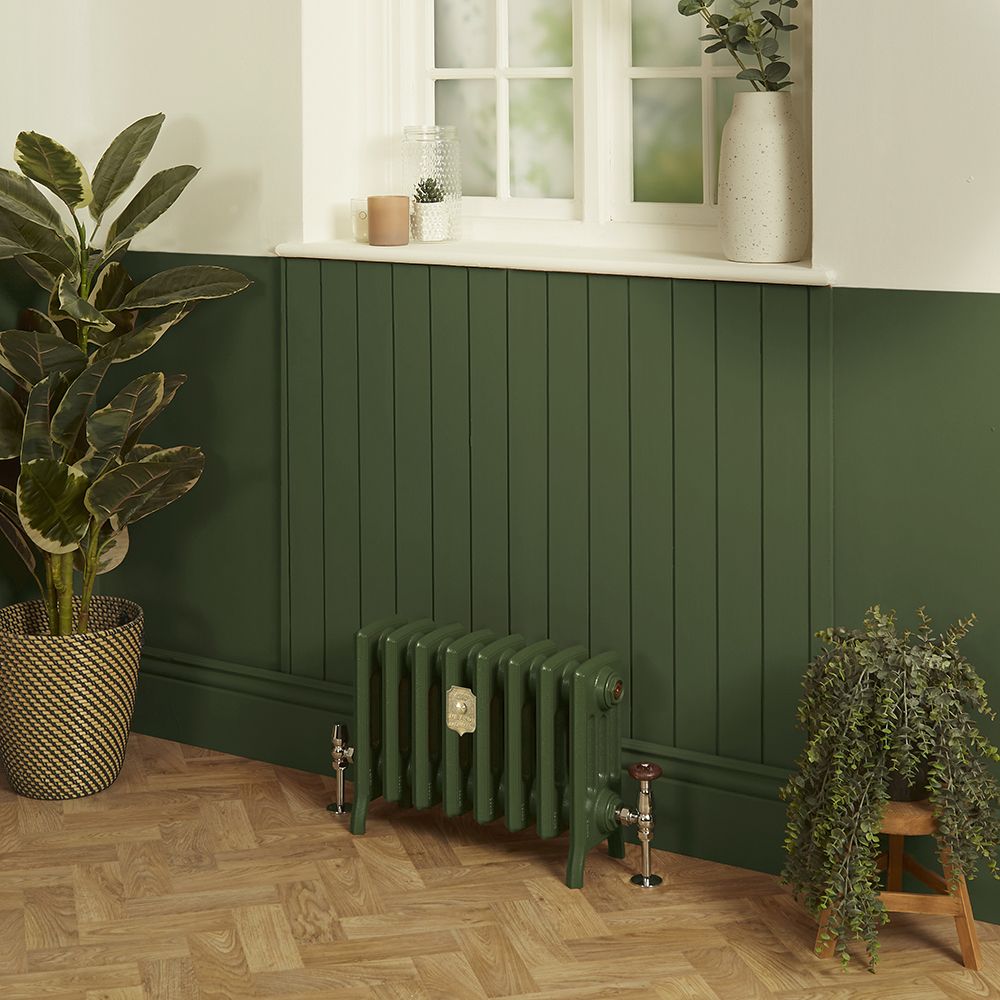 Milano Isabel - 4 Column Cast Iron Radiator - 357mm Tall - Farrow & Ball Duck Green - Multiple Sizes Available