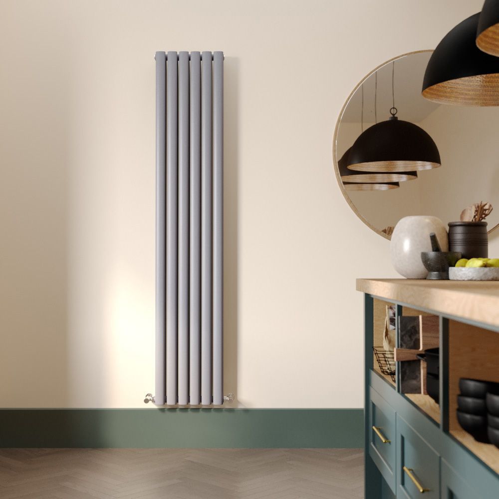 Milano Aruba - Silver Vertical Designer Radiator (Double Panel) - Choice of Height