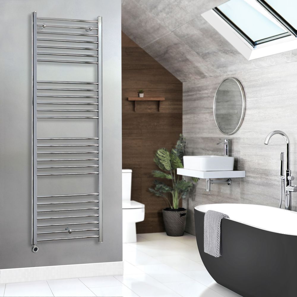 Milano x ECOSO Kent - Electric Chrome Straight Heated Towel Rail - Choice of Size and Heating Element