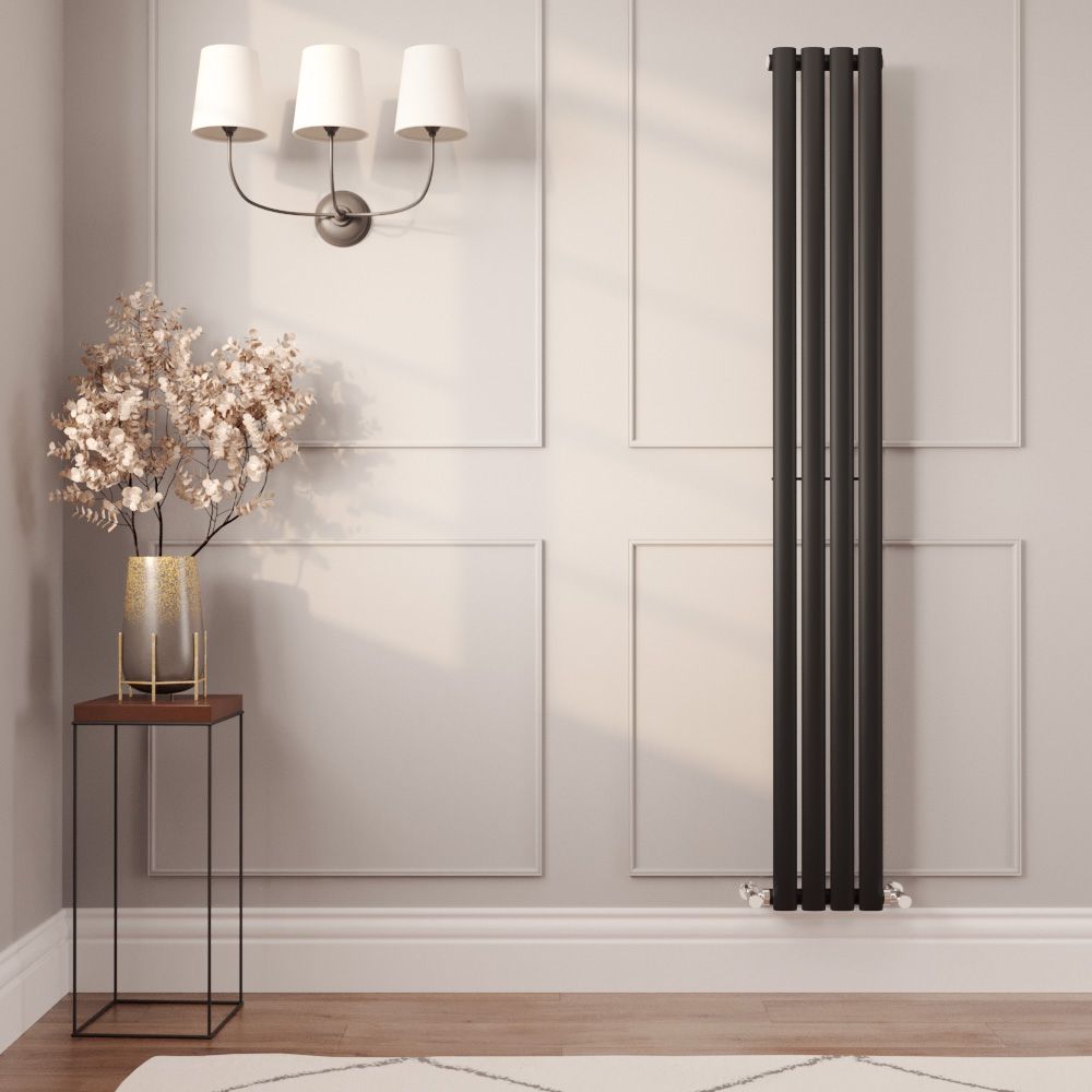 Milano Aruba Slim - Black Space-Saving Vertical Designer Radiator 1780mm x 236mm (Single Panel)