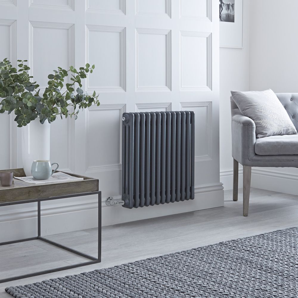 Milano x ECOSO Windsor - Traditional Anthracite Horizontal Triple Column Electric Radiator - with Choice of Size and Wi-Fi Thermostat