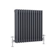 Milano Windsor - Anthracite Traditional Horizontal Triple Column Radiator - 600mm x 605mm