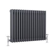 Milano Windsor - Anthracite Traditional Horizontal Triple Column Radiator - 600mm x 785mm