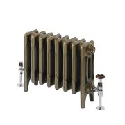 Milano Mercury - 4 Column Cast Iron Radiator - 360mm Tall - Natural Brass - Multiple Sizes Available