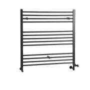 Milano Nero - Matt Black Dual Fuel Straight Heated Towel Rail 1000mm x 1000mm