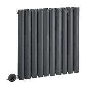 Milano x ECOSO Aruba - Electric Anthracite Horizontal Designer Radiator - Choice of Size and Wi-Fi Thermostat - Plug-In and Hardwired Options