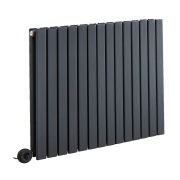 Milano x ECOSO Capri - Electric Anthracite Horizontal Designer Radiator - 635mm Tall - Choice of Size and Wi-Fi Thermostat - Plug-In and Hardwired Options