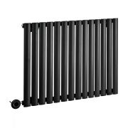 Milano x ECOSO Aruba Electric - Black Horizontal Designer Radiator - 635mm x 826mm (Single Panel) - with Wi-Fi Thermostatic Heating Element