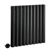 Milano x ECOSO Aruba - Electric Black Horizontal Designer Radiator - Choice of Size and Wi-Fi Thermostat - Plug-In and Hardwired Options