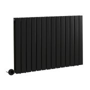 Milano x ECOSO Alpha - Electric Black Horizontal Designer Radiator - 635mm Tall - Choice of Size and Wi-Fi Thermostat - Plug-In and Hardwired Options