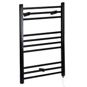 Milano Nero Electric - Straight Matt Black Heated Towel Rail 800mm x 500mm