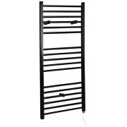 Milano Nero Electric - Straight Matt Black Heated Towel Rail 1200mm x 500mm