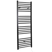 Milano Nero Electric - Straight Matt Black Heated Towel Rail 1600mm x 500mm