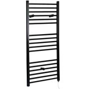 Milano Nero Electric - Straight Matt Black Heated Towel Rail 1200mm x 600mm