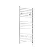 Milano Ive Electric - Straight White Heated Towel Rail 1200mm x 600mm