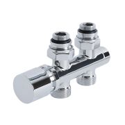 Chrome H Block Straight Valve Chrome Handwheel with 15mm Copper Adapters
